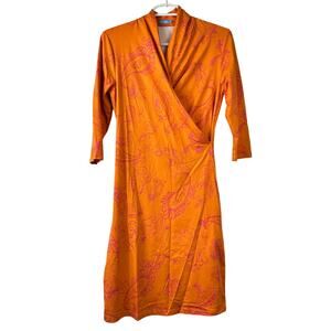 J. McLaughlin Orange and Pink Wrap Dress